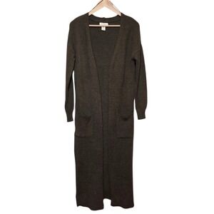 Jessica Simpson Open Cardigan Long Duster Womens S Dark Green Soft Cozy Grunge